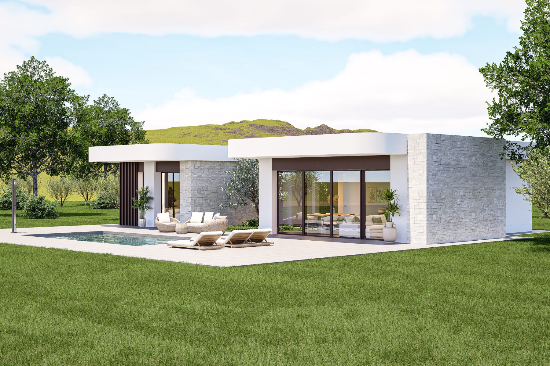New Build Villa with 3 Bedrooms in Sax, Alicante, Pool and Large Plot